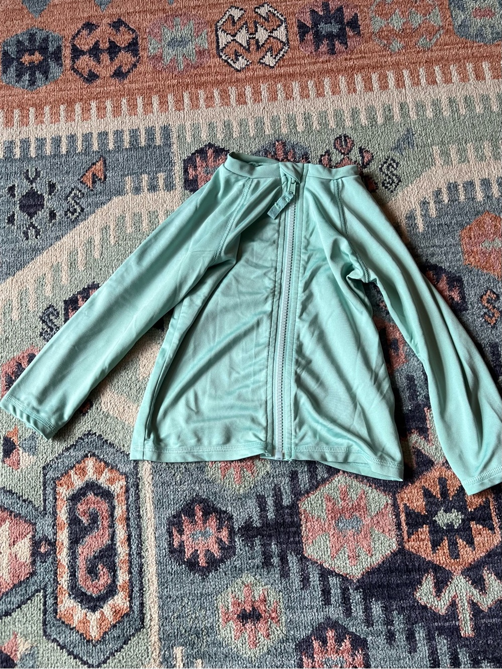 Cat & Jack 3T Mint/Aqua Zip-Up Rash Guard